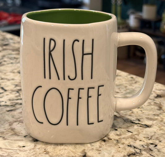 New Rae Dunn St. Patrick’s Day white ceramic mug IRISH COFFEE.