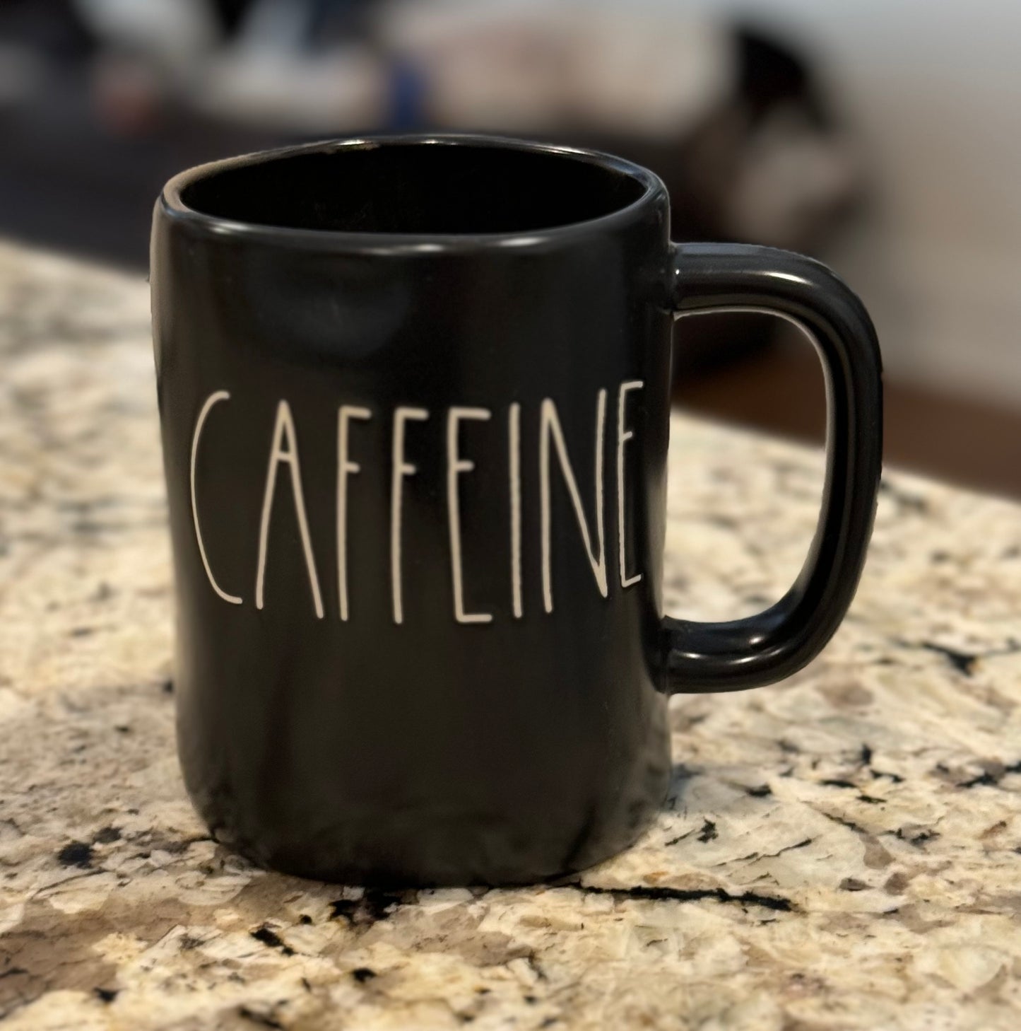 New Rae Dunn black ceramic coffee mug CAFFEINE