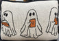 New knit ghost reading Halloween throw pillow 10x14
