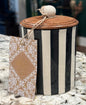 New striped 4” Made in India ceramic storage jar