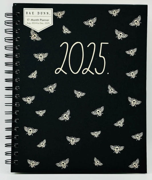 New Rae Dunn Spiral 2024-2025 planner hardback spiral black bee