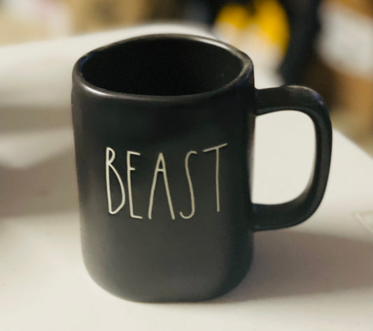 New Rae Dunn black ceramic coffee mug BEAST