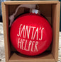 New Rae Dunn red ceramic Christmas ornament SANTA’S HELPER 5”