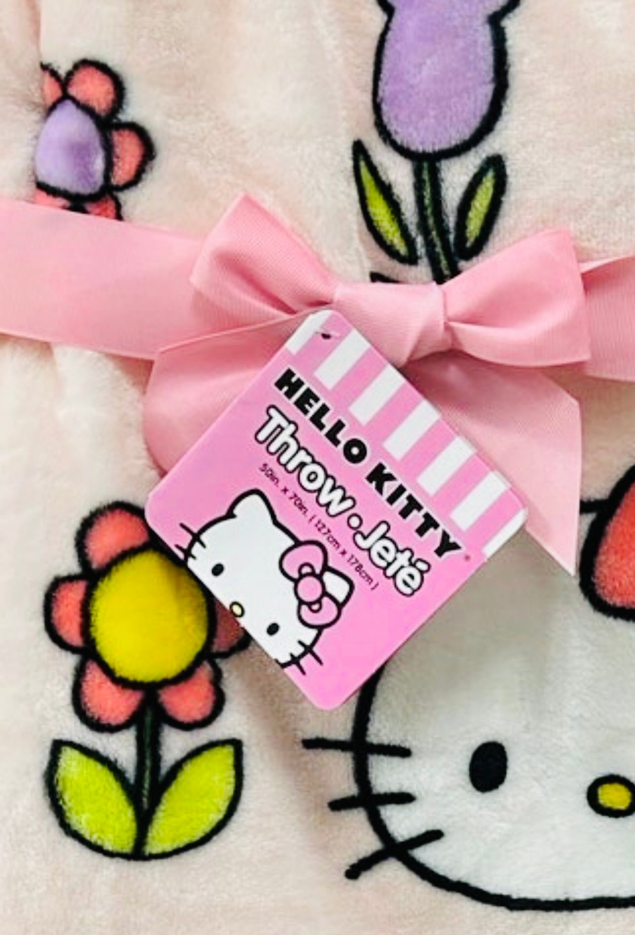 New release pink Hello Kitty Easter flower tulip throw blanket 50x70