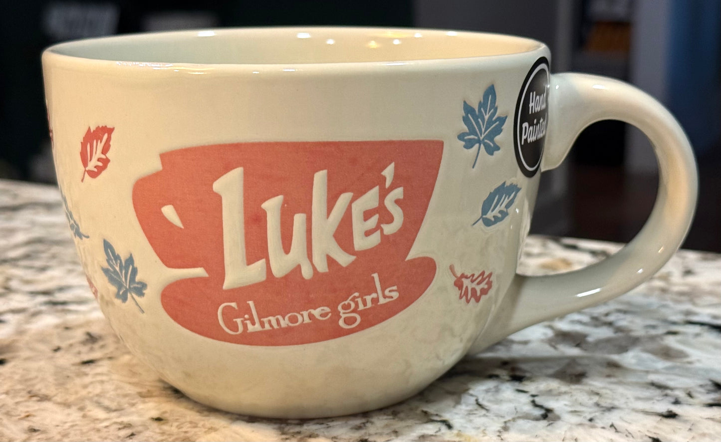 New wax resist ceramic 24oz Luke’s Gilmore Girls fall leaves coffee soup mug decor
