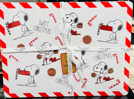 New Rae Dunn x Peanuts Snoopy  SWEET CHRISTMAS placemat set