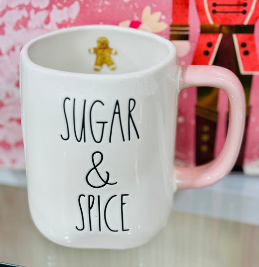 New Rae Dunn white ceramic Christmas coffee mug SUGAR & SPICE