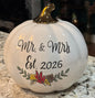 New white ceramic 8” fall pumpkin decor MR. & MRS. EST. 2026