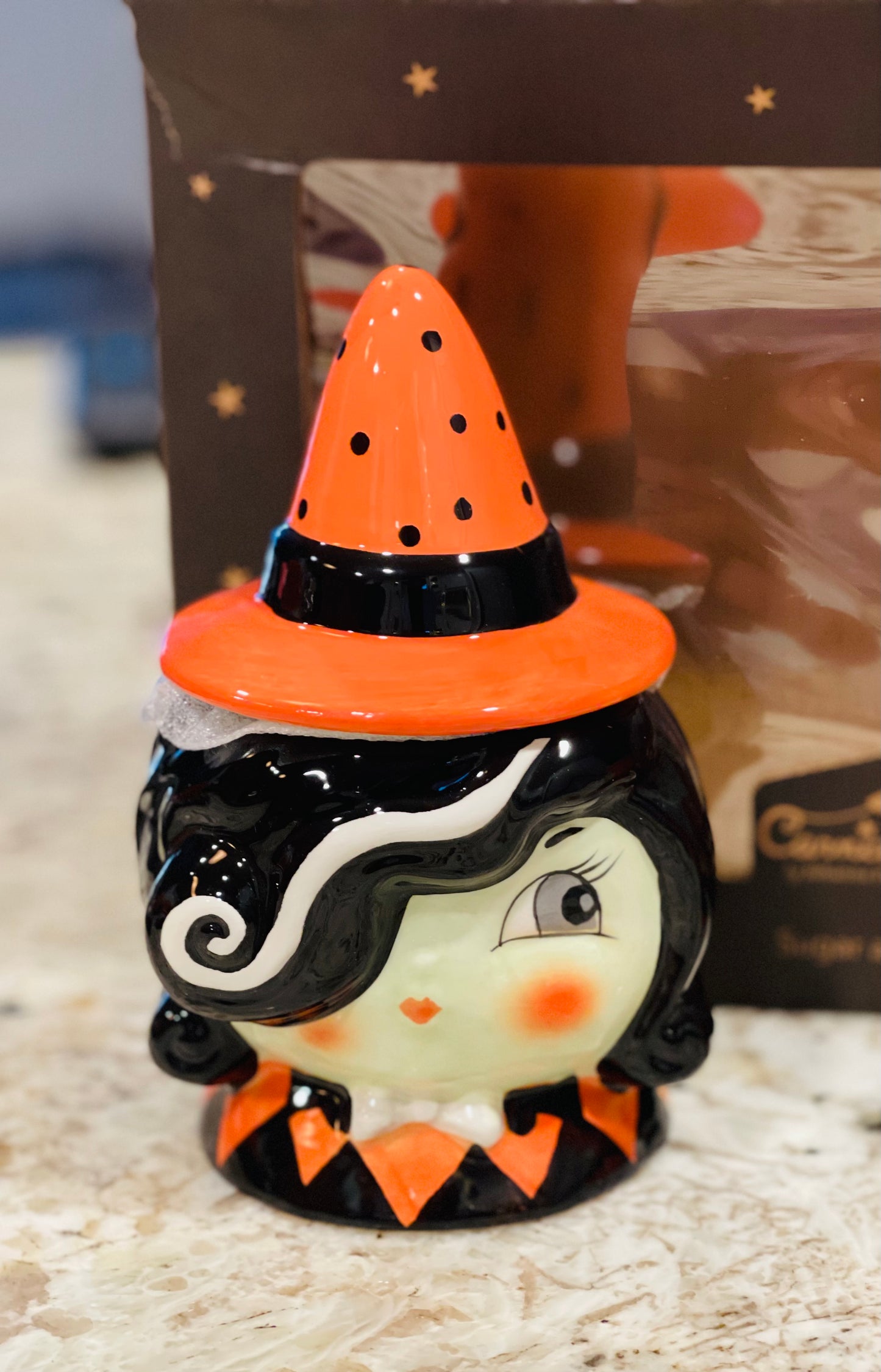 New Joanna Parker Carnival Cottage Halloween cream & sugar witch set