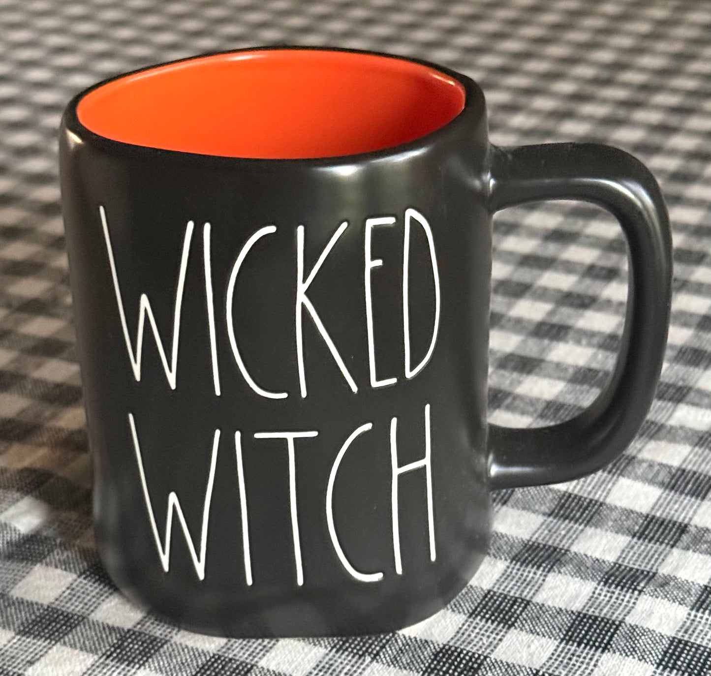 New Rae Dunn black Halloween theme ceramic coffee mug WICKED WITCH
