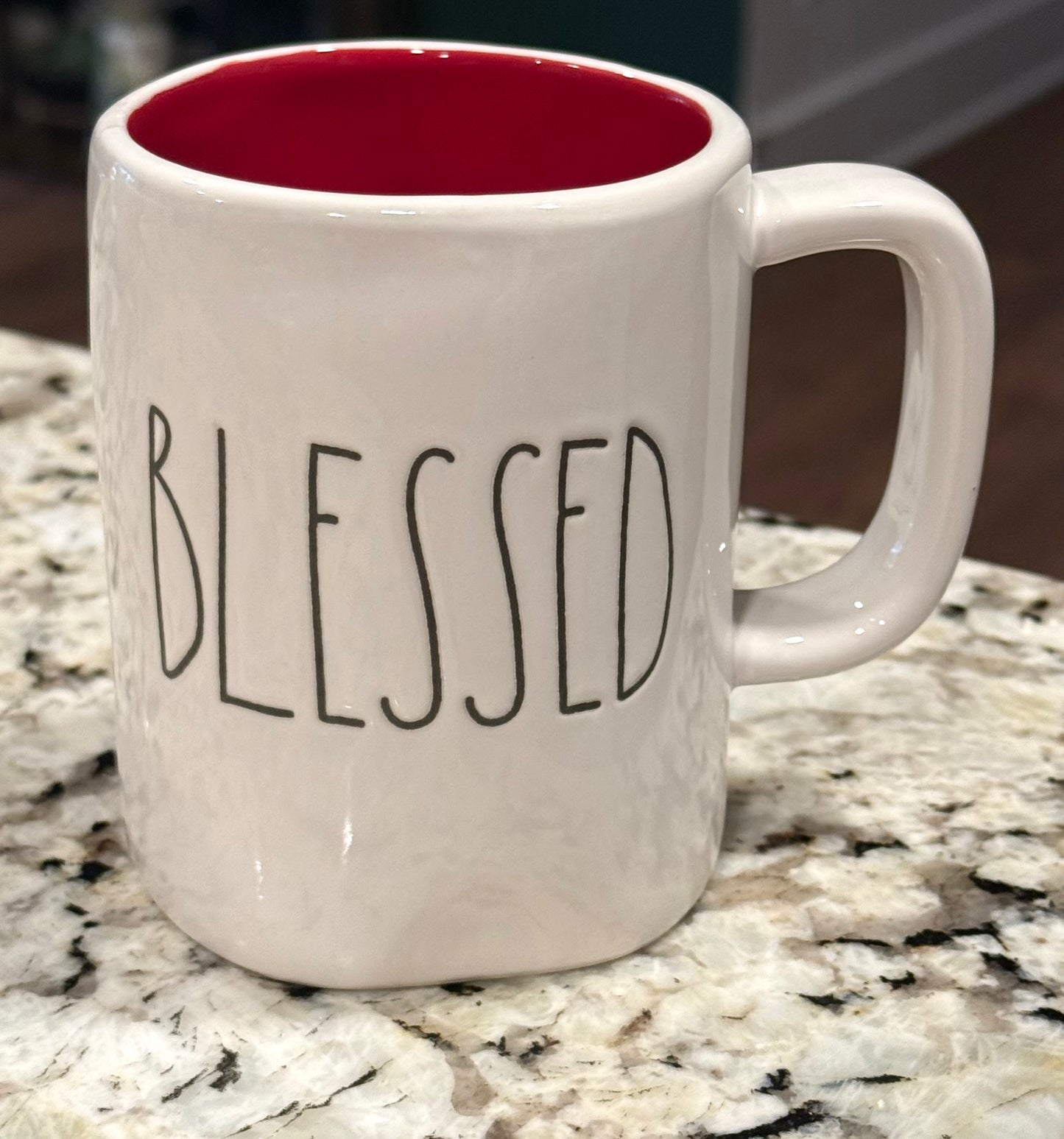 New Rae Dunn white ceramic coffee mug BLESSED
