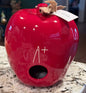 New Rae Dunn red ceramic Apple birdhouse decor A+