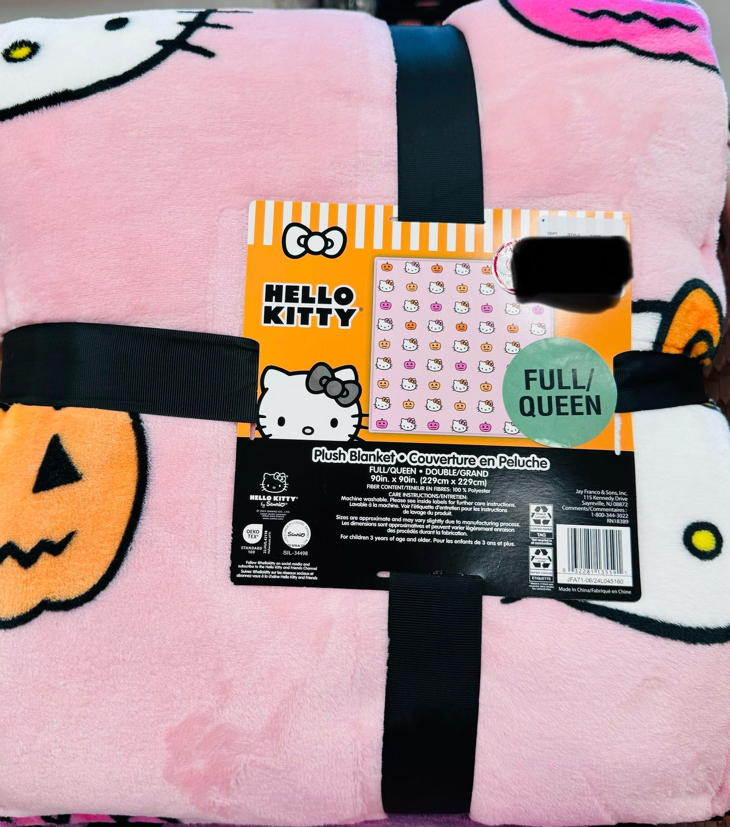 New Hello Kitty 90x90 FULL/QUEEN pink pumpkin 🎃 fall blanket bedding