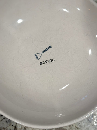 Rae Dunn white ceramic 4-piece original ICON dinner bowl set SAVOR.