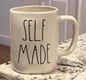 Rae Dunn white ceramic coffee mug SELF MADE