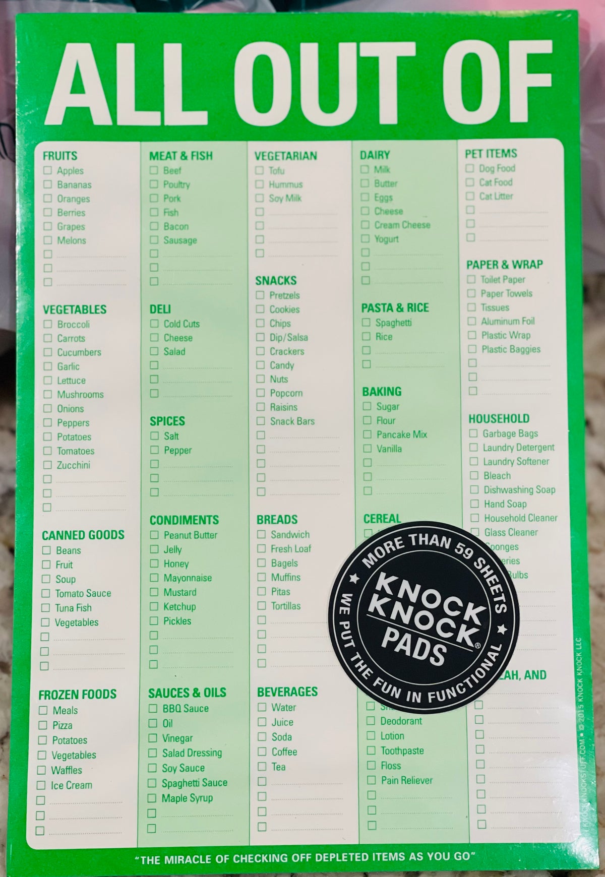 New Knock Knock pads magnetic “Out Of” checklist/grochery – You're ...