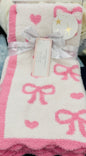 New Cupcakes and Cashmere baby pink and white coquette throw blanket 30x40