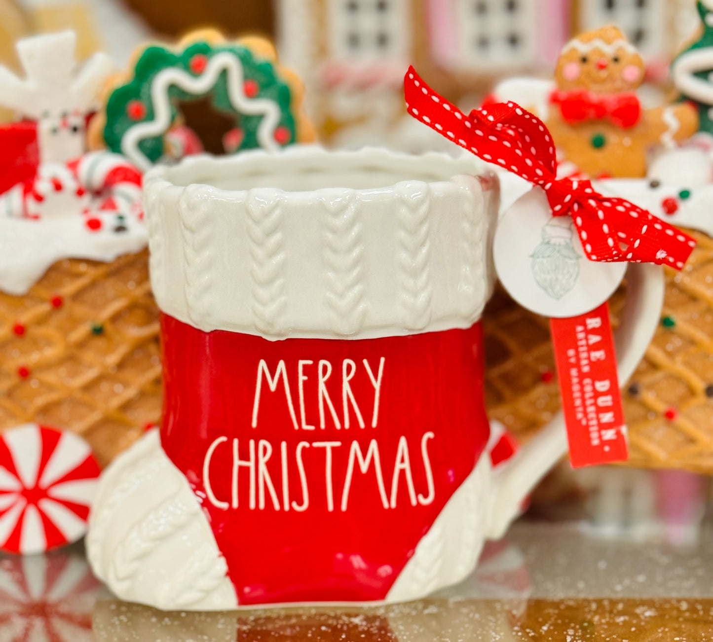 New Rae Dunn ceramic stocking Christmas mug MERRY CHRISTMAS