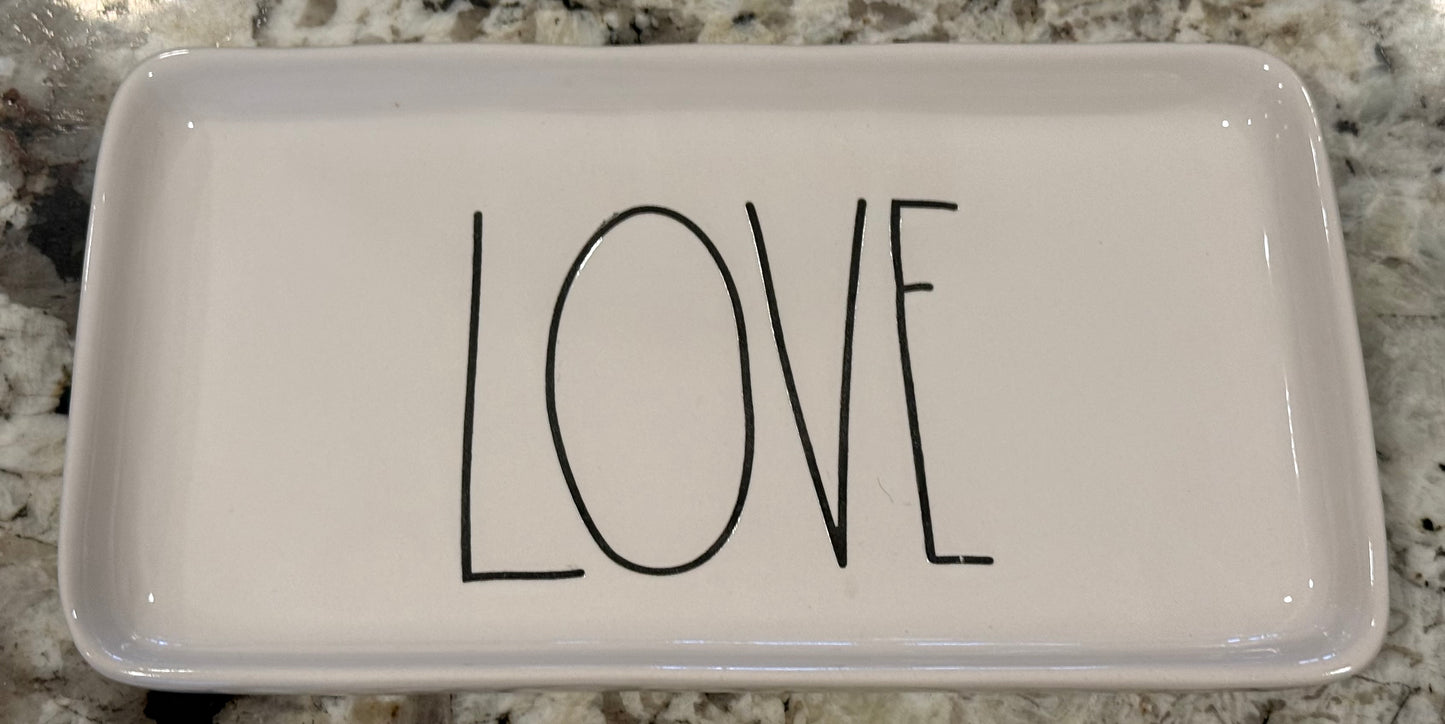 Rae Dunn white ceramic 10x5 tray LOVE
