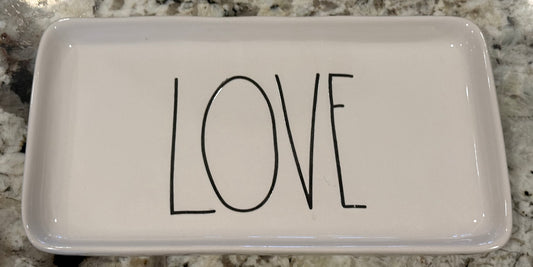 Rae Dunn white ceramic 10x5 tray LOVE