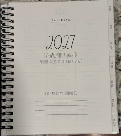 New Rae Dunn 8x10 spiral hardback 2026-2027 Planner-MAKE IT HAPPEN