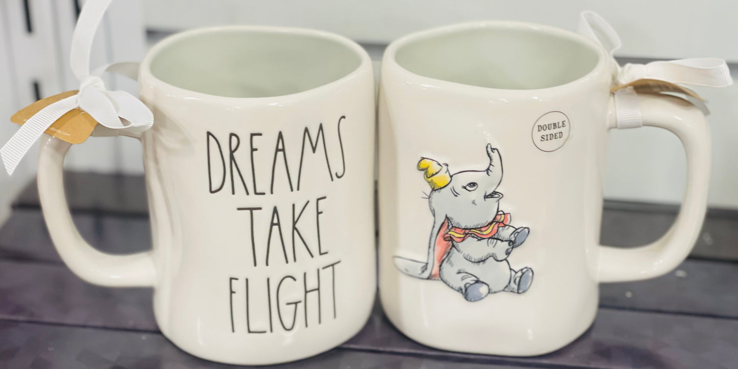 New Rae Dunn x Disney Dumbo ceramic coffee mug decor DREAMS TAKE FLIGHT