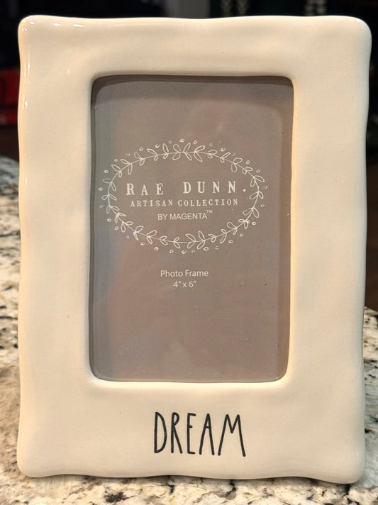 New Rae Dunn white ceramic DREAM photo frame 4x6 insert