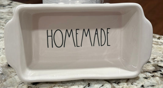 New Rae Dunn white ceramic mini HOMEMADE bread pan 5x3.5