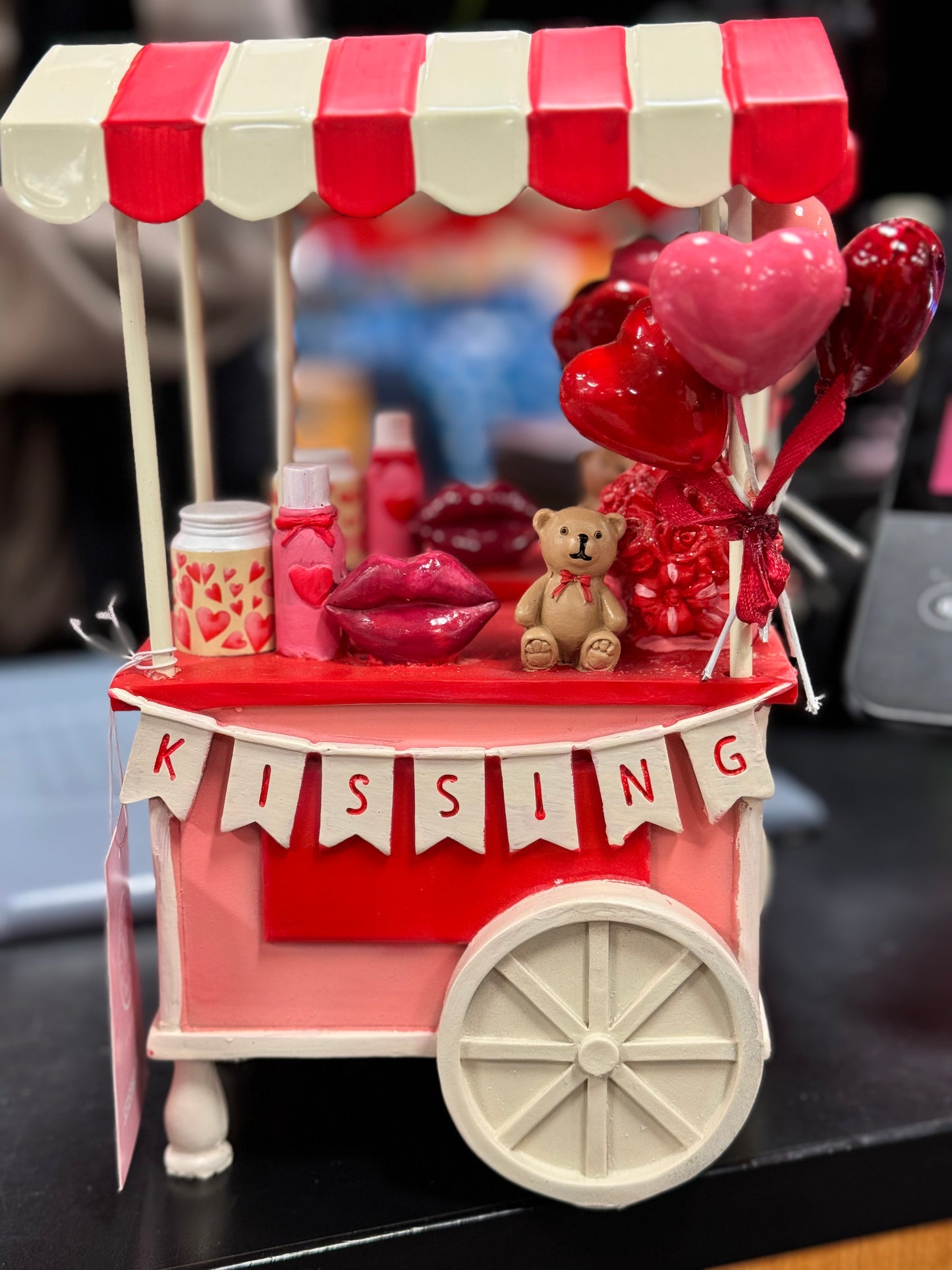 New Valentines Day resin Kissing booth balloon cart decor