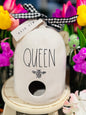 New Rae Dunn white ceramic birdhouse QUEEN BEE 🐝 ribbon & tag included