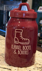New Rae Dunn fall burgundy ceramic canister FLANNEL BOOTS & BONFIRES