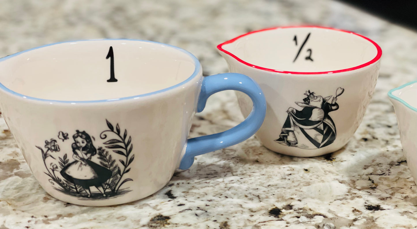 New Rae Dunn x Alice in Wonderland new release style ceramic measuring cup set