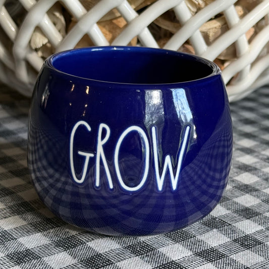 New Rae Dunn blue ceramic planter 4” GROW