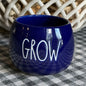 New Rae Dunn blue ceramic planter 4” GROW