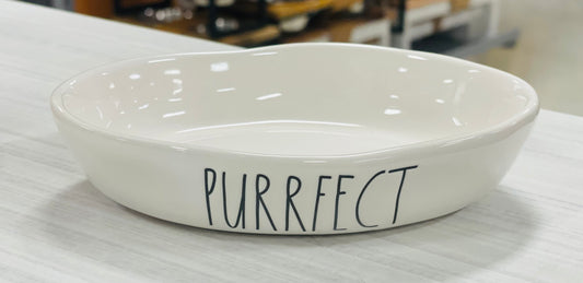 New Rae Dunn white ceramic cat dish bowl PURRFECT