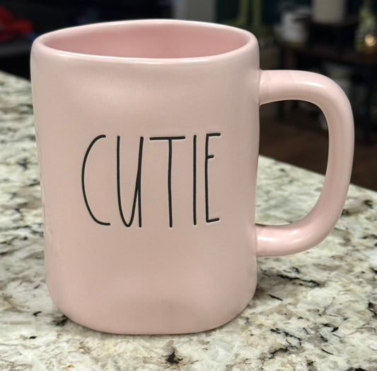 New Rae Dunn pink ceramic CUTIE coffee mug