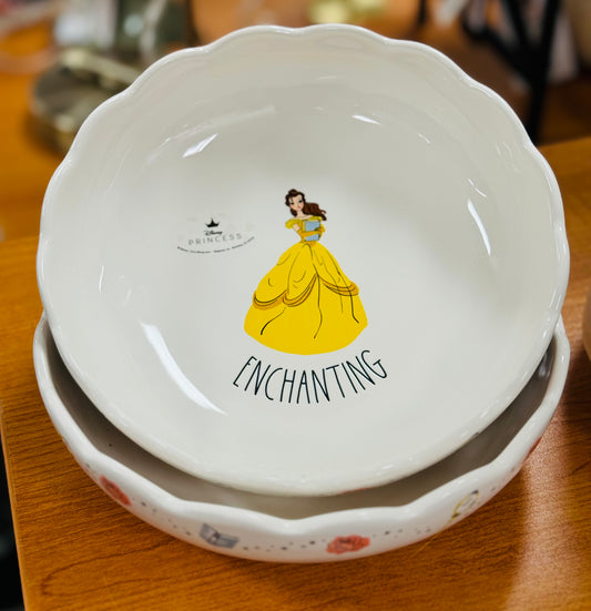 New Rae Dunn x Disney’s Beauty and The Beast white ceramic bowl ENCHANTING (1)