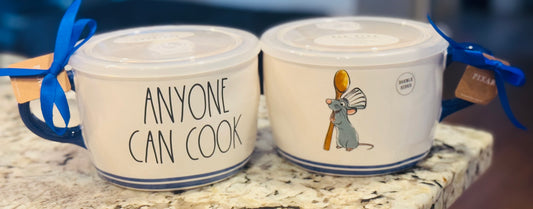 New Rae Dunn x Pixar’s Ratatouille white ceramic vented lid soup bowl ANYONE CAN COOK