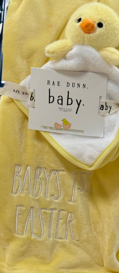 New Rae Dunn Baby Easter set BABY’S FIRST EASTER 30x40 throw blanket & lovie set