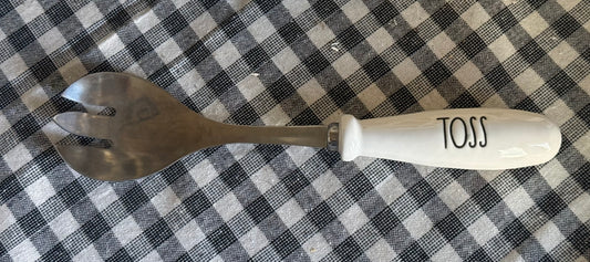 Rae Dunn white ceramic handled TOSS service utensil