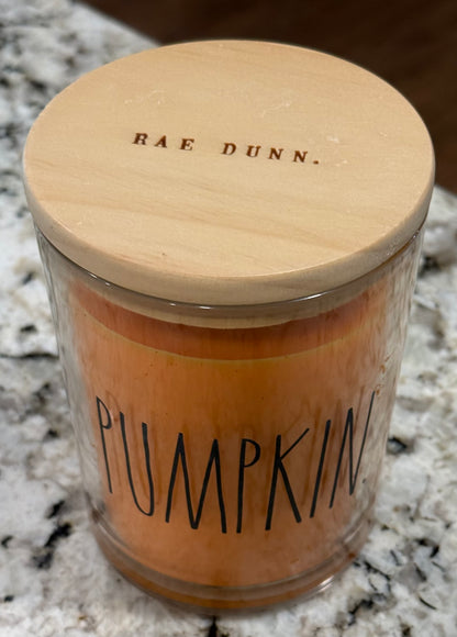 New Rae Dunn PUMPKIN glass fall scented candle 16oz Pumpkin Pie Latte scented
