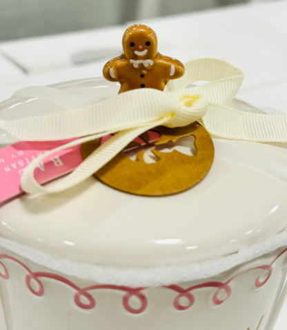 New Rae Dunm ceramic Gingerbread topped baking dish BE MERRY