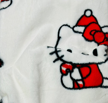 New Hello Kitty white faux fur Christmas Candy Cane throw blanket 50x70