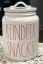 New Rae Dunn white ceramic Christmas decor canister 8” REINDEER SNACKS