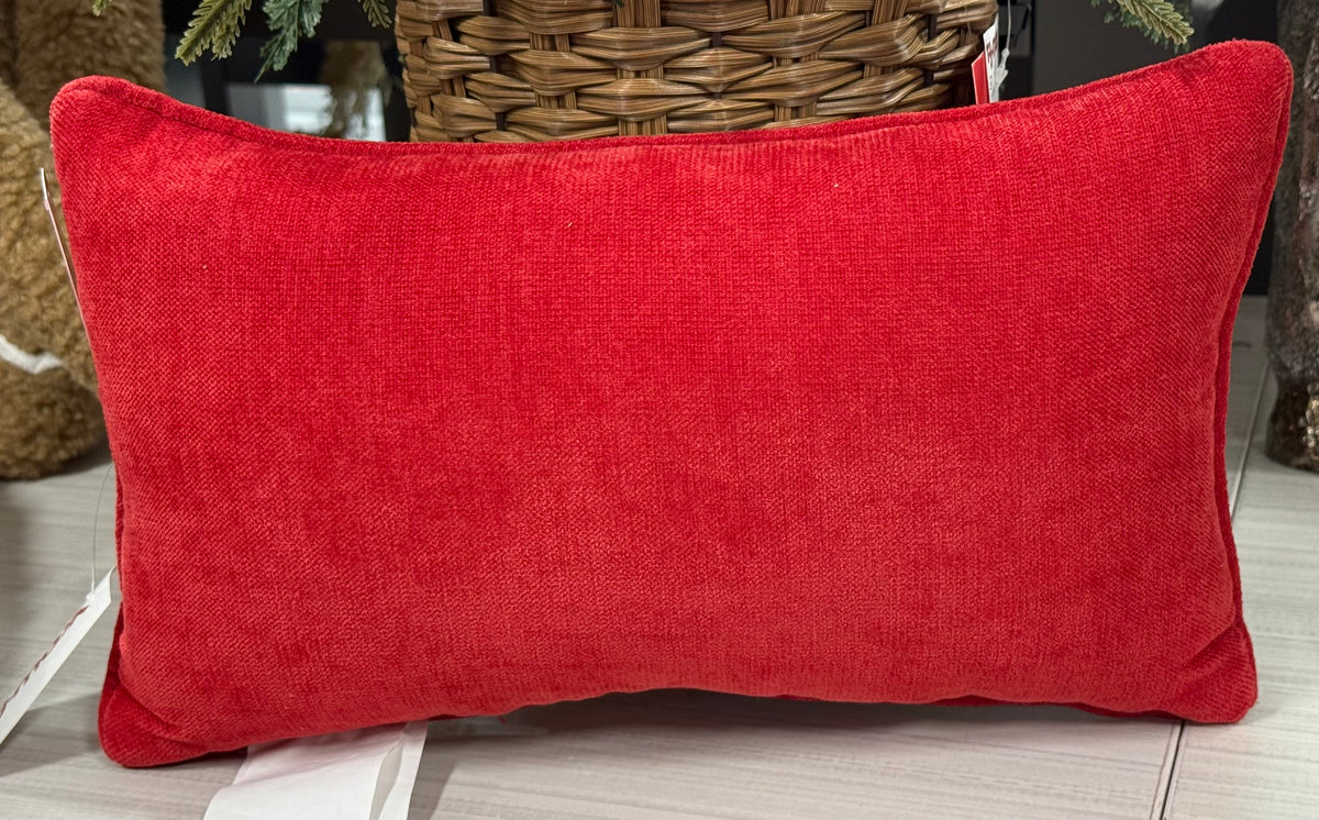 New red check holiday hook Christmas throw pillow home decor 9x15 VERY MERRY