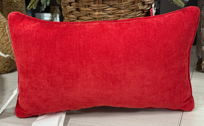New red check holiday hook Christmas throw pillow home decor 9x15 VERY MERRY