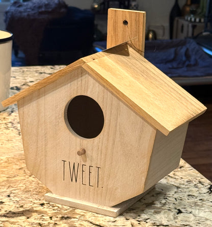New Rae Dunn wood birdhouse TWEET 10.5x10.5