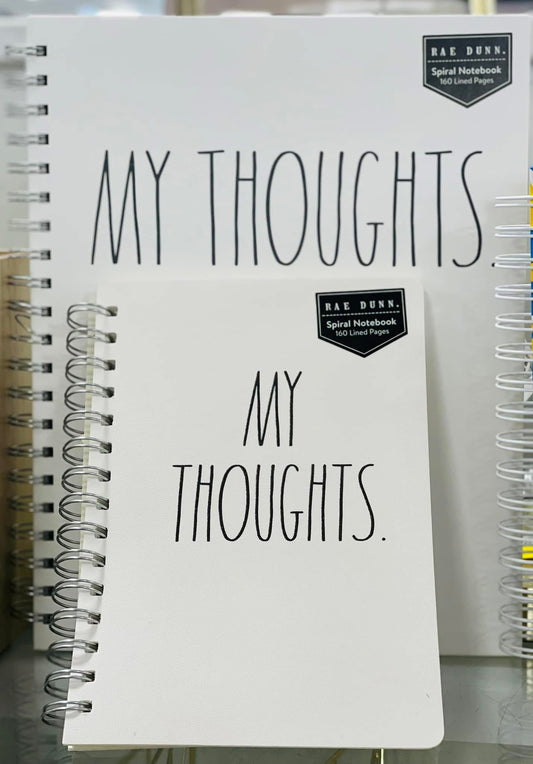 New Rae Dunn 2-piece journal notebook set MY THOUGHTS 5x7 softback, 8x10 hardback