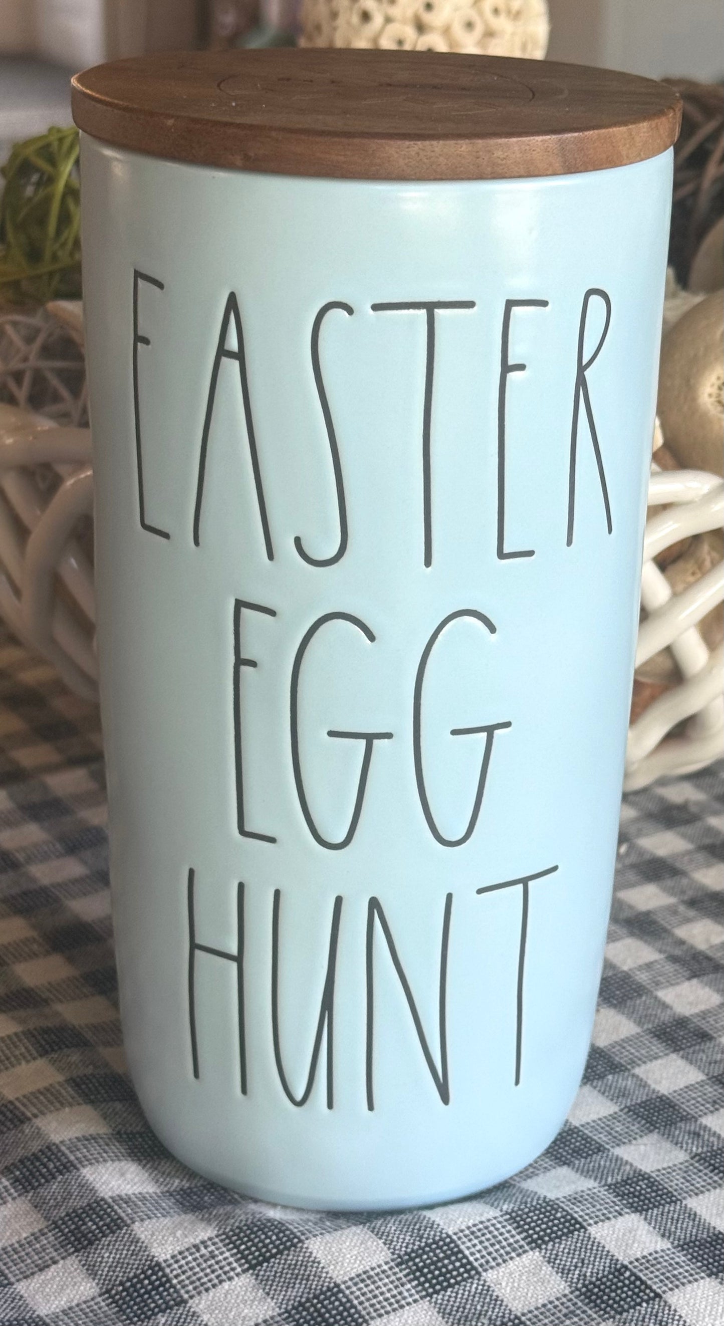 New Rae Dunn blue ceramic Easter decor storage cellar EASTER EGG HUNT