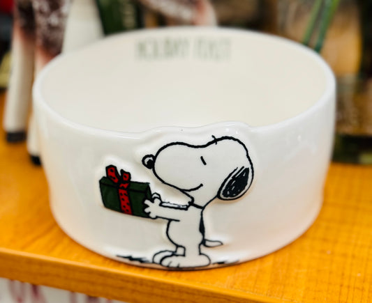 New Rae Dunn x Peanuts Snoopy ceramic 6” bowl HOLIDAY FEAST